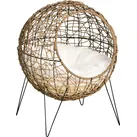 Rattan Katzenkorb Katzenhöhle Katzenhütte Katzenbett mit Kissen erhöhtes Design Haustierbett Braun Ø45 x 57H cm