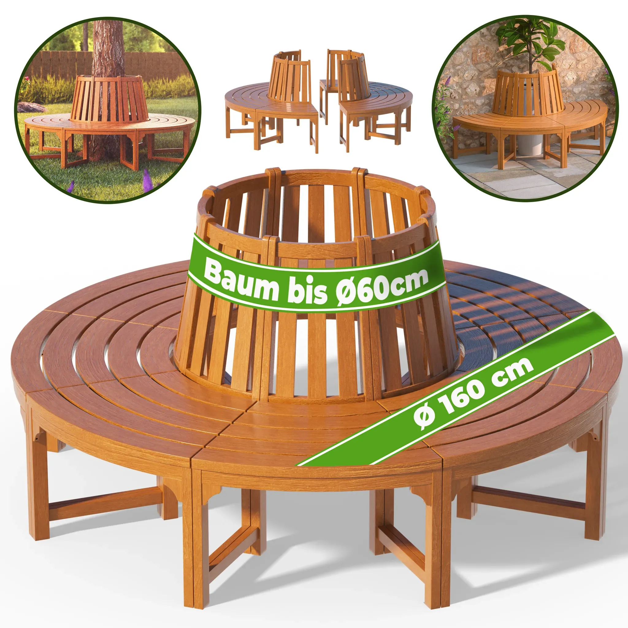 Baumbank Ø160cm Eukalyptusholz FSC® zertifiziert