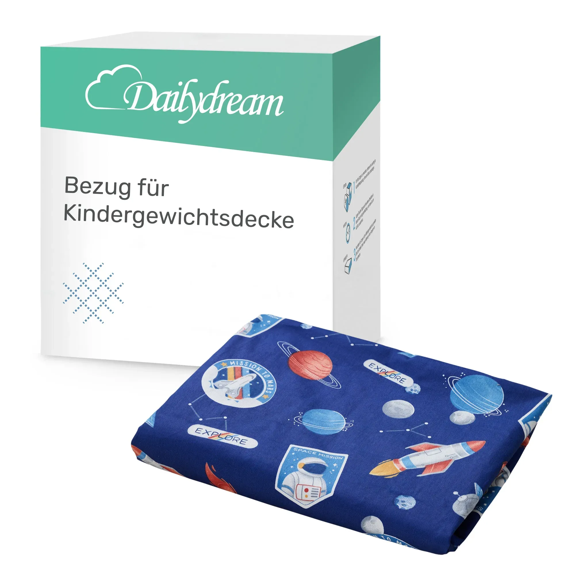 Gewichtsdeckenbezug für Kinder aus 100% Baumwolle, Edition "Space" - 90x120cm