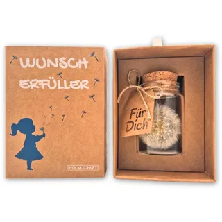 HolmCraft – Wunscherfüller I Echte Pusteblume im Glas mit Geschenkbox I Handgefertigt I Perfekte Geschenkidee für jeden Anlass I Geschenke für Frauen, Freundin, Geburtstag & Hochzeit