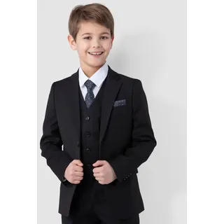 SANDER STELLAN Kinderanzug Luxuriöser Jungen Anzug Kommunionanzug 6-teilig, in Schwarz (Sakko, Weste, Hemd, Hose, Krawatte und Einstecktuch) festlich, elegant schwarz 134