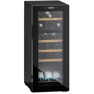 CAVIN Freistehender Weinkühlschrank - Northern Collection 18 Black, Zwei Temperaturzonen 5 bis 18°C, Kompressorkühlung, Kapazität 39 Flaschen, 2 Zonen, UV-geschützte Glastür, Holzregalböden