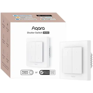 Aqara Rolladenschalter H2 EU, Matter, Thread/Zigbee-Protokoll, für Rollläden/Jalousien, 2 Drahtlos-Tasten, Unterstützt Homekit, Alexa, Home Assistant und Google Home (Neutralleiter Erforderlich)