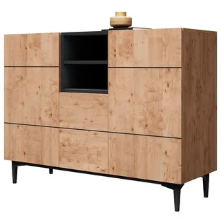 Newroom Sideboard Nizza, Wildeiche Sideboard Vintage Industrial Highboard Anrichte Wohnzimmer braun