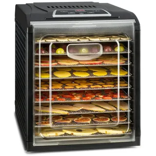 Klarstein Dörrautomat Dörrgerät, Food Dehydrator, Dörrautomat aus Metall, Dehydrator Food Dryer, 9 Ablagen 600-700 W 35-70 °C Schwarz