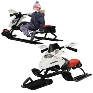 Schneeschlitten Klassischer Jugendschlitten Mit Bremsen Lenkschlitten Mit 2-Fuß-Bremsen Roter Automatischer Kordelzug Unabhängig Geeignet Für Skigebiete Aus Hochwertigen Eisen Und PE Materialien