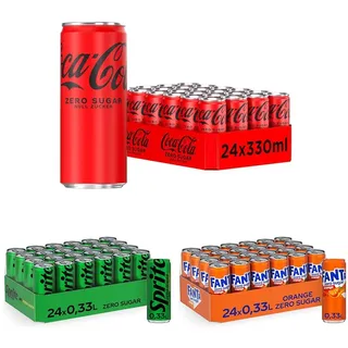 Coca-Cola BBQ Zero Bundle | 72x 0,33L Dosen | Coca-Cola Zero, Fanta Zero, Sprite Zero | Zuckerfreie Softdrinks für Grillpartys, BBQ & Sommer | Erfrischender Genuss ohne Zucker