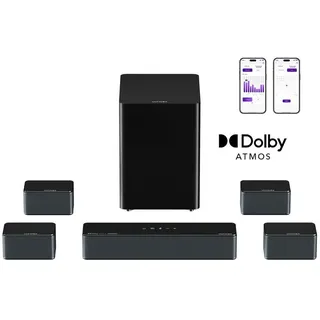 Ultimea Poseidon D80 Boom 7.1 Soundsystem Dolby Atmos (HDMI, Bluetooth, 500 W, 4 Surround-Lautsprecher + 6,5" Subwoofer (33 % mehr Bass) schwarz