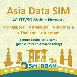 Südostasien Nur Daten SIM | Indonesien, Malaysia, Singapur, Thailand, Vietnam | 1 GB täglich bei 4G LTE High-Speed-Internetdaten