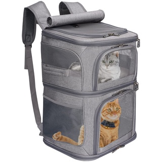 VOISTINO 2-in-1 Doppelter Haustier-Rucksack für kleine Katzen und Hunde, tragbare Haustier-Reisetasche, super belüftetes Design, ideal für Reisen/Wandern/Camping, Größe M