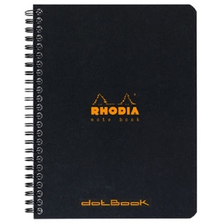 Rhodia 193439C - Packung mit 5 Notizblöcken Notebook mit Doppelspirale A5+ 16x21cm 80Bl Dot-Lineatur 80g, Schwarz, 1 Pack