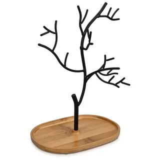 Navaris Schmuckkassette Schmuckständer aus Holz und Metall - Für Ketten, Ohrringe, Ringe (1 St) braun|schwarz