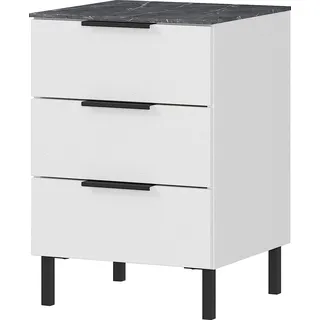 Germania Nachttisch GW-California 41x40x60 cm weiß und marmor,