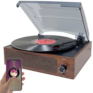 auvisio Plattenspieler: Schallplattenspieler mit Stereo-Lautsprecher und Bluetooth, 12 Watt (Retro-Plattenspieler, LP, Stereoanlage)