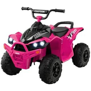 COSTWAY Elektro-Kinderquad, Belastbarkeit 35 kg, Elektroquad mit Hupe, Musik & LED-Leuchten rosa