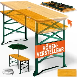 CASARIA CASARIA® Bierzelttisch Höhenverstellbar Klappbar Hoch Outdoor Breit Holz Buffettisch 170cm Stehtisch Bartisch Partytisch