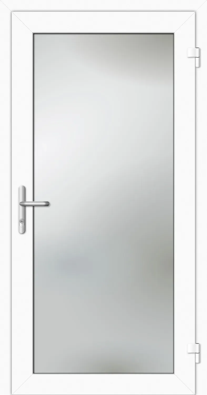 Aluminium Nebeneingangstür "EMILY-G" 69 mm Weiß RAL 9016 beidseitig außen öffnend DIN rechts