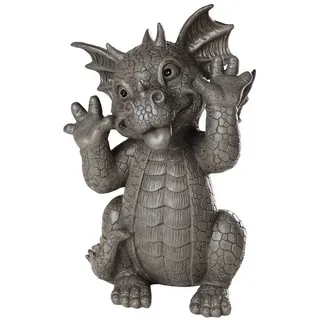 MystiCalls Gartenfigur Gartendrache - Modell Grimassenschneider - Fantasy Figur Deko Drache