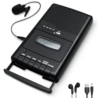 Schuhkarton-Kassettenrekorder, Tragbarer Audio-Kassettenrekorder | Konvertiert Kassetten in USB-Digital | USB-Player mit Einziehbarem Griff, Separatem Mikrofon, Eingebautem Lautsprecher