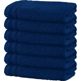Erwin Müller Handtuch 6er-Pack Heidelberg 100% Baumwolle Marine Größe 50x80 cm - saugstark, gut trocknend, kompakt, leichte Qualität - ideal für Sport, Strand, Reisen (weitere Farben)