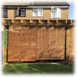 50–150 CM Breite Natürliche Bambusrollo, Retro Bambus Raffrollo, Bambus Jalousie Outdoor Wetterfest, Sonnenschutz Sichtschutz Rollo Bambus Für Außenbereich Garten Restaurant Balkon(60"Wx64"H(150cmx160