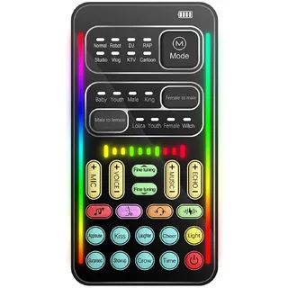 Voice Changer, Handheld Voice Changer Soundkarte mit 8 Soundeffekten, Bluetooth Voice Disguiser, Portable Sound Modulator für PS5//PC/Handy/Laptop