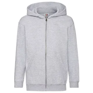 FRUIT OF THE LOOM KIDS CLASSIC HOODED SWEAT JACKET - Unisex Kinder Kapuzen Sweat-jacke, graumeliert, 128