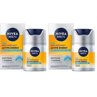 NIVEA MEN Active Energy Gesichtspflege Gel (50 ml), revitalisierende Gesichtscreme für Männer, schnell einziehende Feuchtigkeitscreme gegen Zeichen von Müdigkeit (Packung mit 2)