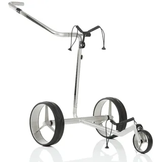 JuCad Elektro-Golftrolley CARBON TRAVEL 2.0 Silber-Schwarz - Rot / Mattschwarz