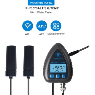 paryou PH-Messgerät, Wandmontage, wlan, Digitaler Wasserqualitätstester, 6-in-1-Wasseranalysator, PH/EC/TDS/SEL/SG/Temperatur, app, Fernüberwachung,