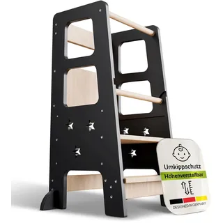 Juskys Lernturm Henny 3-fach höhenverstellbar Holz schwarz