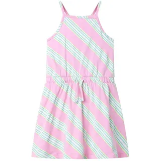 vidaXL Druckkleid Kinderkleid mit Kordelzug Ärmellos Rosa 128 rosa