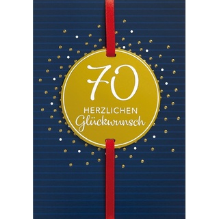 Perleberg Karte zum 70. Geburtstag - Lifestyle Collection - Karte zum Geburtstag mit Kreis & Band Motiv - Geburtstagskarten mit passendem Umschlag - Glückwunschkarte in 11,6 x 16,6 cm