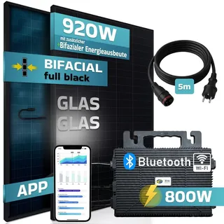 sunniva Balkonkraftwerk Full Black Bifacial 800W inkl. Eco Flow Wechselrichter + 2 x 460W Solarpanels