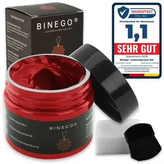Binego Lederreparaturset Leder Kunstleder Lederreparatur Flüssigleder Lederpflegeset (Reparatur Set, 4 St., Lederfarbe), schnell trocknend rot