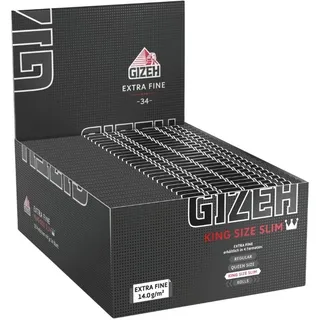 GIZEH BLACK® King Size Slim Blättchen zum Selbstdrehen - Packung mit Magnetverschluss, recyclebar - 50er Pack á 34 Premium Rolling Paper (14 g/m2)