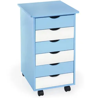Tectake tectake® Rollcontainer, Blau, Holz, Rechteckig, 40x65x36 cm,
