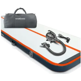 VENDOMNIA Gymnastikmatte AIRTRACK - Fitness Sport 1/2/3/4/5/6/7/8m Farbwahl (elektrische Luftpumpe aufblasbar PVC Dicke:10/20cm), Tumbling Tracking Gymnastik Yoga Air Track Matte orange 300x100x20cm