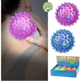 Cepewa LED Massageball 12er Set | 6 Farben Ø5,5cm Gummi | blinkender Noppenball Fazienball Igelball Spielball