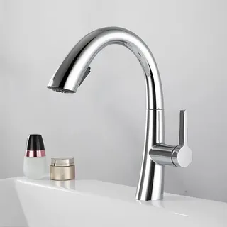 Petites Ecrevisses - Modern Wasserhahn Bad mit Ausziehbar Brause Waschtischarmatur Badezimmer mit 2 Wasserauslassmodi Chrom