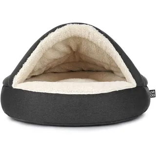 Mypado Shell Mono Hundehöhle mit Strukturstoff - die Kuschel Oase für den Hund Größe M, Füllung Schaumstoff, Anthrazit