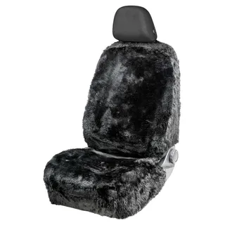 Walser Autositzbezug Mona, 100% Lammfell Sitzbezug für Auto, 1 Stück Lammfell Sitzbezüge Auto Vordersitze, Autositzbezug Lammfell, Autositzbezug Fell, Lammfell Autositz schwarz