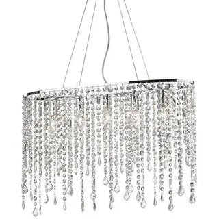 Ideal Lux Kronleuchter Ideal Lux Rain SP5 Pendelleuchte Chrom Kristallglas, L: 65,5 cm, LED wechselbar, Hängeleuchte