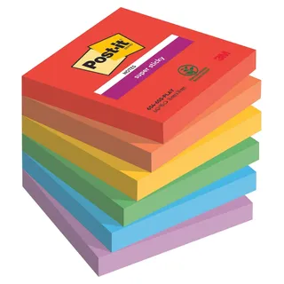 Post-it Post-it® Super Sticky Playful Haftnotizen extrastark farbsortiert, 6 Blöcke