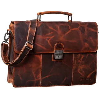 STILORD 'Ravenzia' Leder Aktentasche Herren Damen A4 Groß Klassisch Businesstasche Arbeitstasche mit Schloss Abnehmbarer Schultergurt Echtleder mit Trolleyhalterung, Farbe:milano - braun