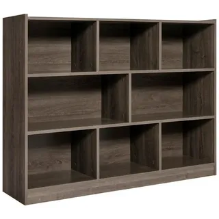 komfotteu Bücherregal mit 8 Fächern aus Holz 122 x 32 x 93 cm, grau - 2 Jahre Gewährleistung - mind. 14 Tage Rückgaberecht - Grau