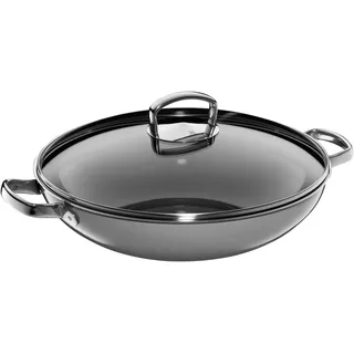 WMF Wok mit Glasdeckel, 36 cm, Platinum