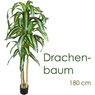 Decovego Drachenbaum Kunstpalme im Topf, mit 51 Blättern, Höhe 180 cm