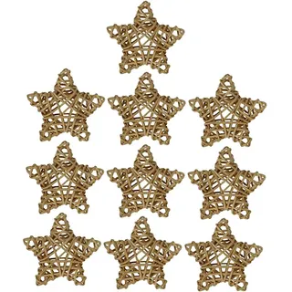 Sharplace 10 Stücke Stern Rattankugeln Rattan Kugeln Dekokugeln Rattan Ball Party Aufhängen Dekoration, natürliche Farbe, 8 cm