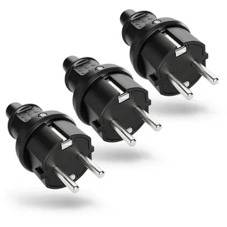 greate Schutzkontaktstecker schwarz IP44 - 3er Pack